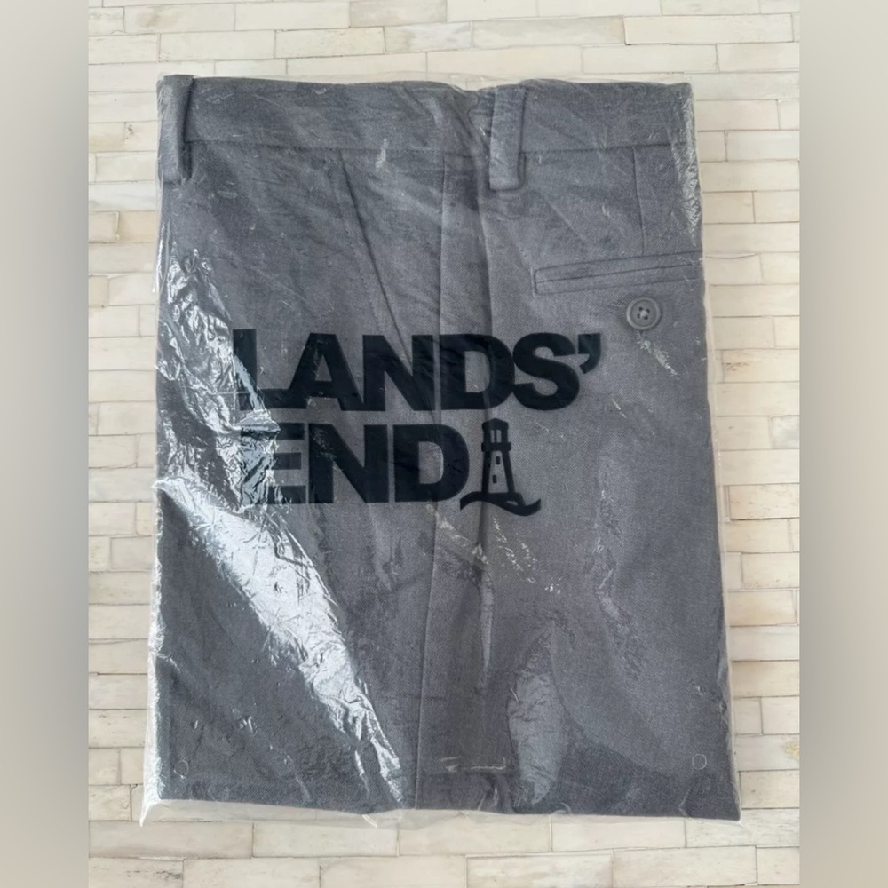 Lands End Girls Uniform Pants, Gray, Size 14 - No hem (32 Length) - Brand New